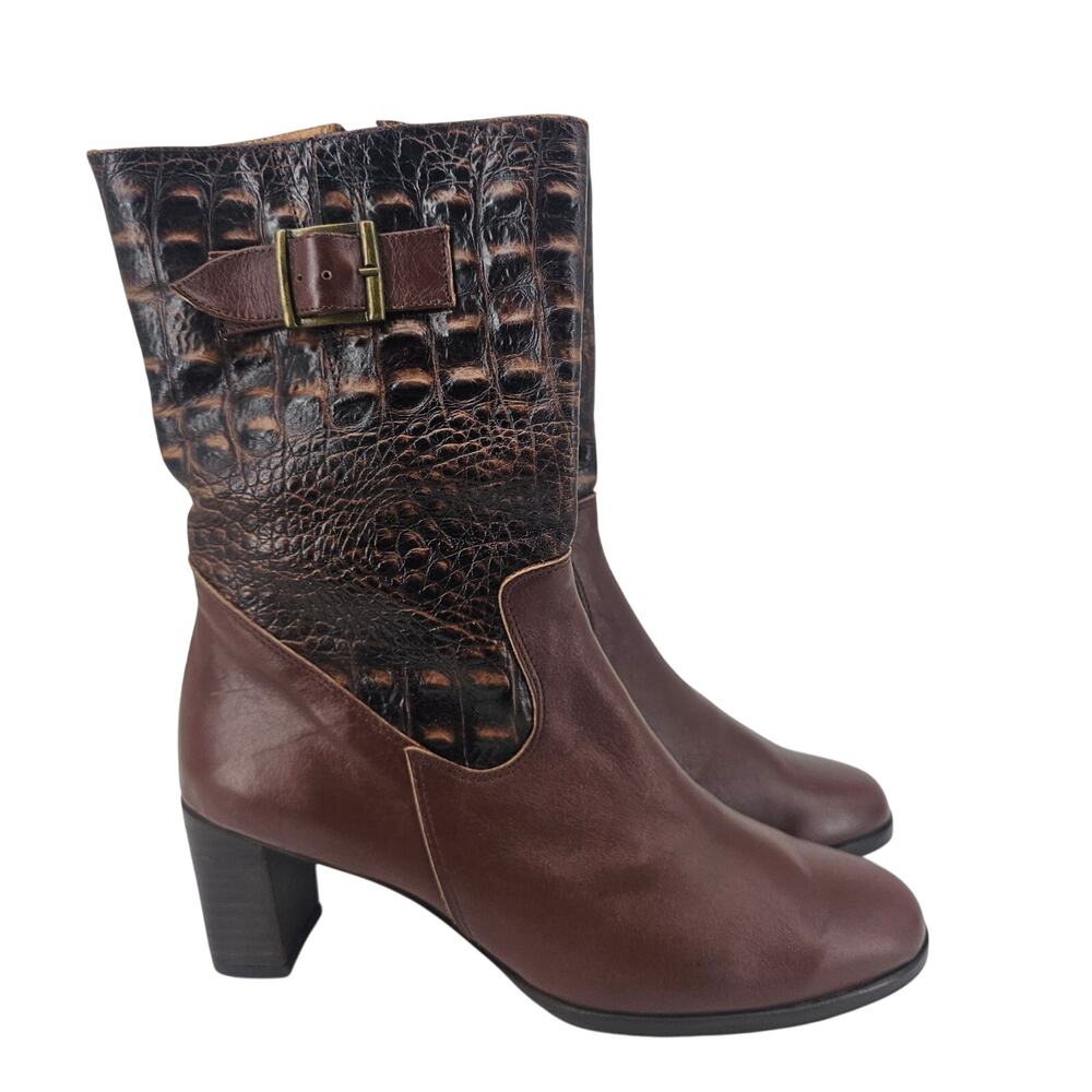 Genuine Alligator Brown Leather Booties Heeled Short Boot Women's 10 Argentina